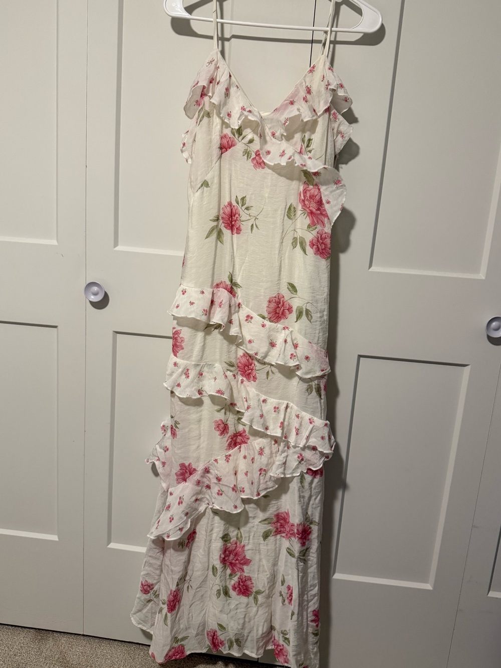 Jessica Simpson Cream Maxi Dress with Pink Floral Print